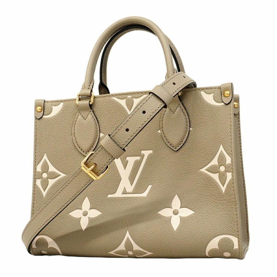 路易威登 Monogram Empreinte Bicolor OnTheGo PM 手提包 M45779 Tourtrell Crème 女士兩用包-0