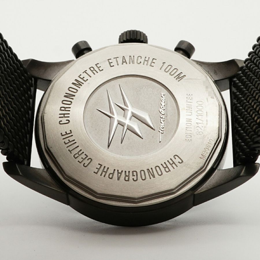 百年靈 Transocean Unitime Pilot 限量版(1000 枚)MB0510 黑色錶盤男士腕錶-4