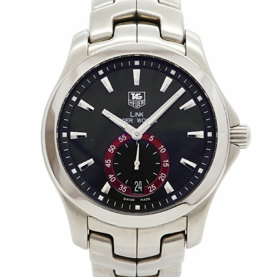 TAG Heuer Link Tiger Woods WJF211D 黑色錶盤男士腕錶-0
