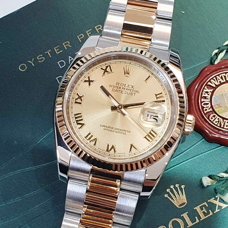 【大眾名錶】ROLEX 勞力士 116233 Datejust 新款DJ36蠔式日誌 金色羅馬面盤 大眾名錶G316-5