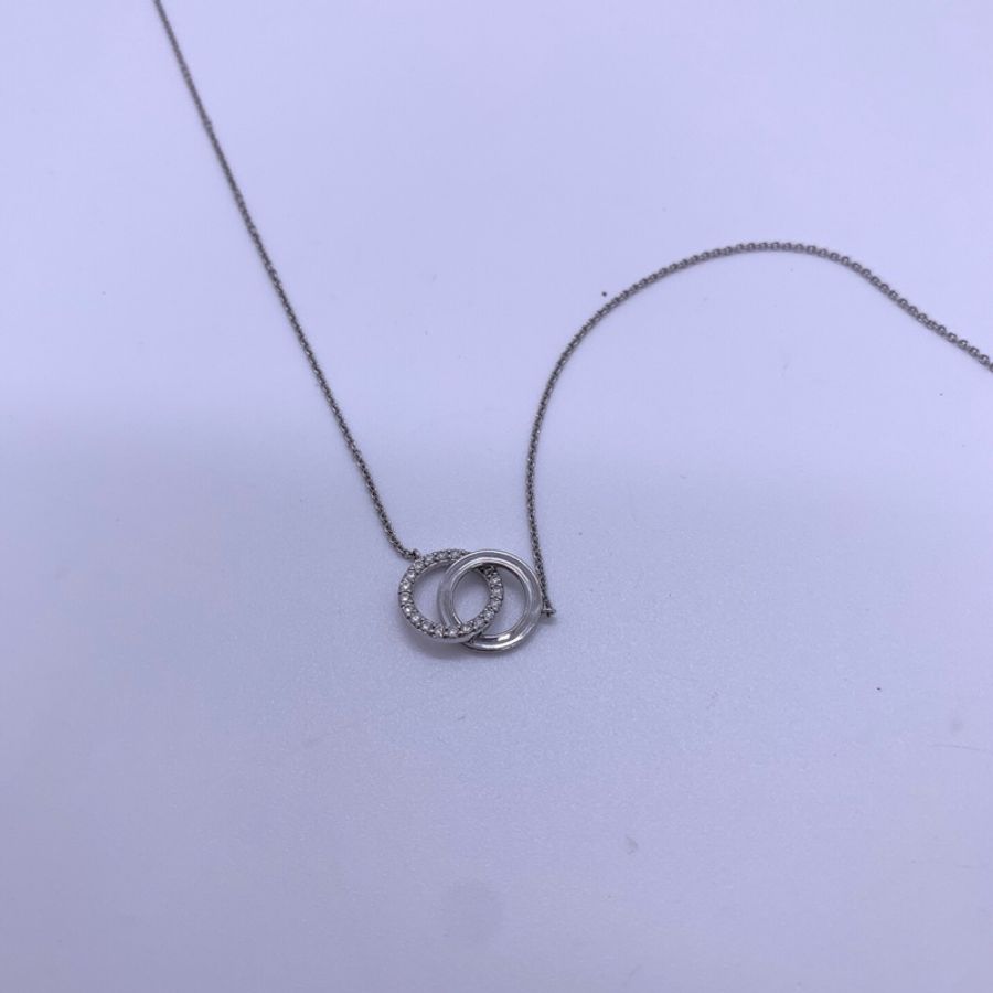 Tiffany/蒂芙尼TIFFANY CHARMA 系列18k白金項鍊女款 鑲鑽設計 鍊子長度約40cm-2