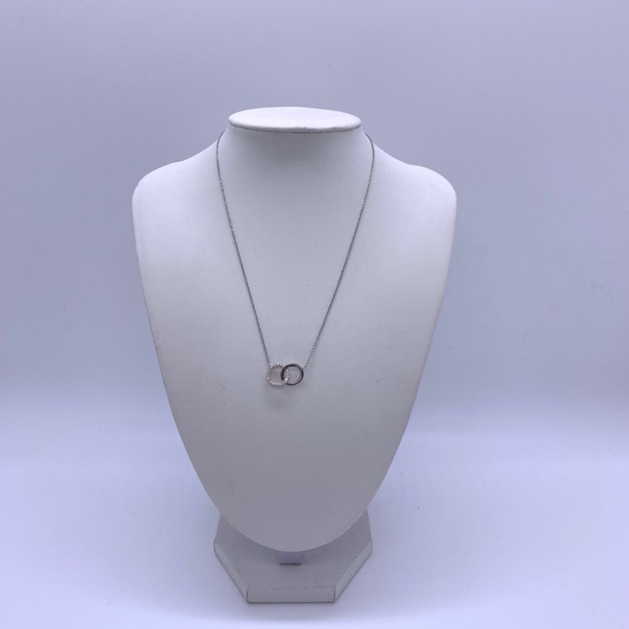 Tiffany/蒂芙尼TIFFANY CHARMA 系列18k白金項鍊女款 鑲鑽設計 鍊子長度約40cm-3
