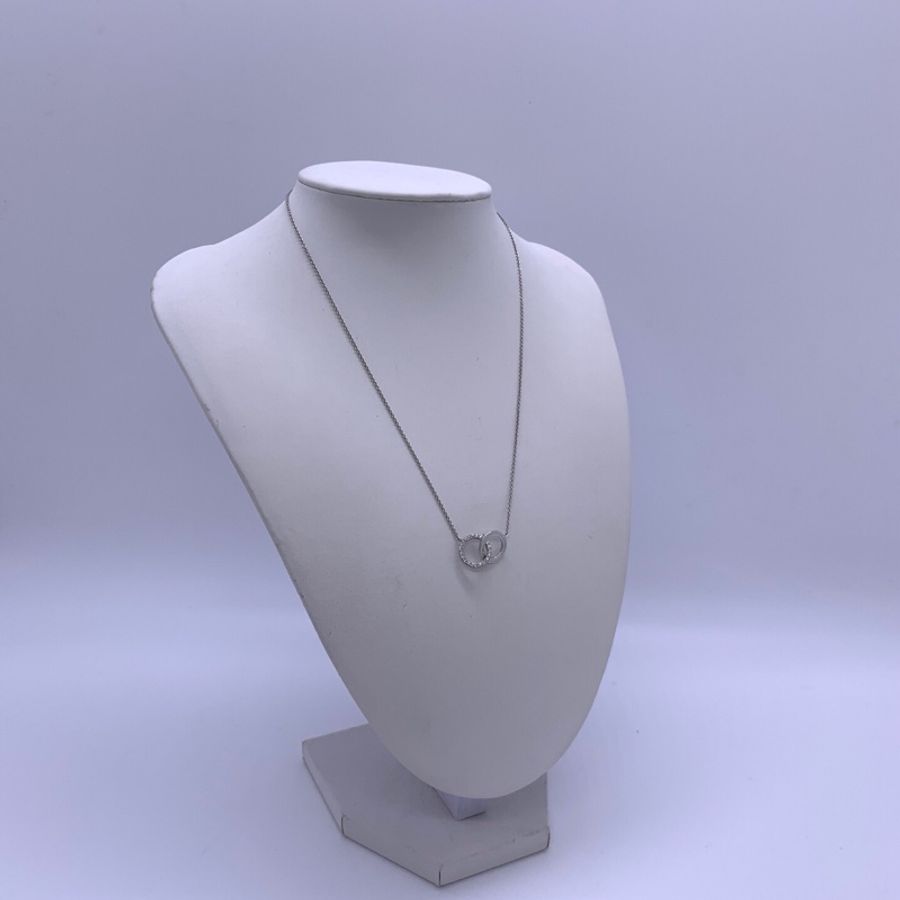 Tiffany/蒂芙尼TIFFANY CHARMA 系列18k白金項鍊女款 鑲鑽設計 鍊子長度約40cm-4