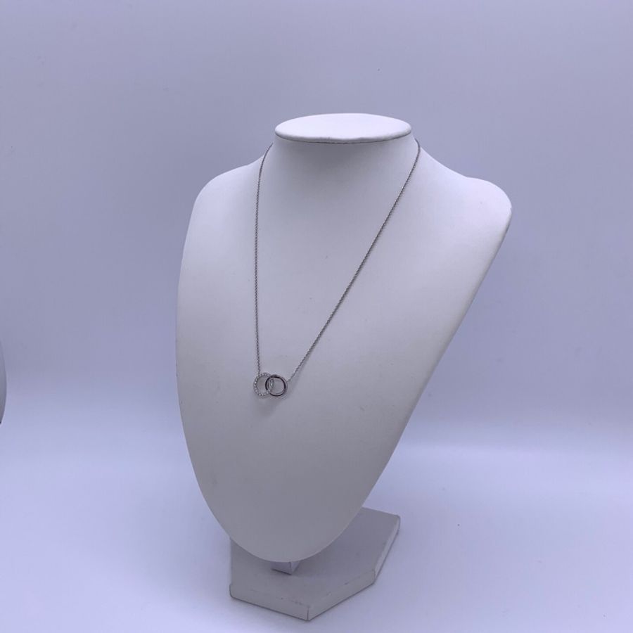 Tiffany/蒂芙尼TIFFANY CHARMA 系列18k白金項鍊女款 鑲鑽設計 鍊子長度約40cm-5