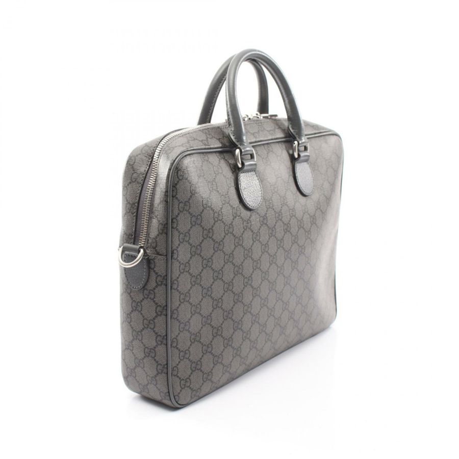GUCCI Ophidia GG Supreme 中型公事包/單肩包 792116 帆布 灰色 二手-1