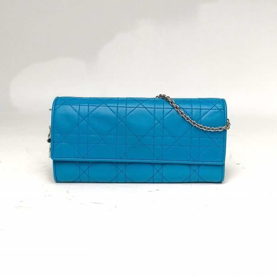 DIOR 蓝色羊皮银扣2013链条WOC肩背包-0