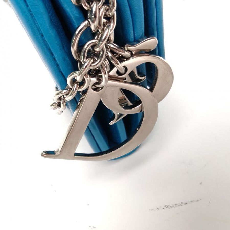DIOR 蓝色羊皮银扣2013链条WOC肩背包-5
