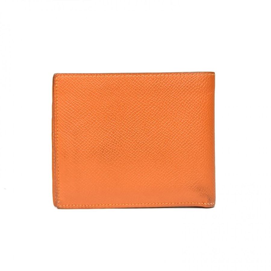 HERMES 93爱马仕橙Epsom皮框P短款橙色钱包-0