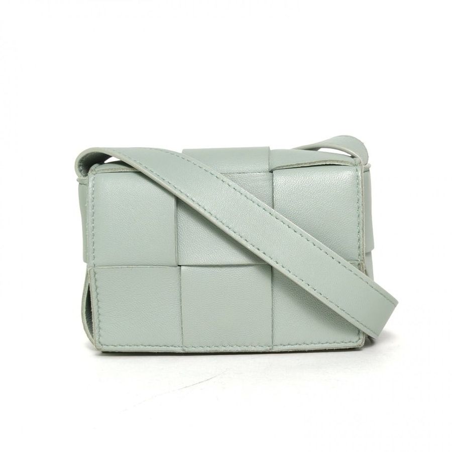 BOTTEGA VENETA CassetteMini12浅绿色羊皮肩背包-0