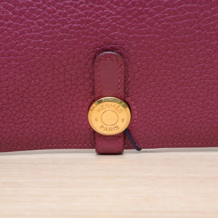 HERMES DogonDuo长钱包托斯卡紫Togo皮框R金扣-3