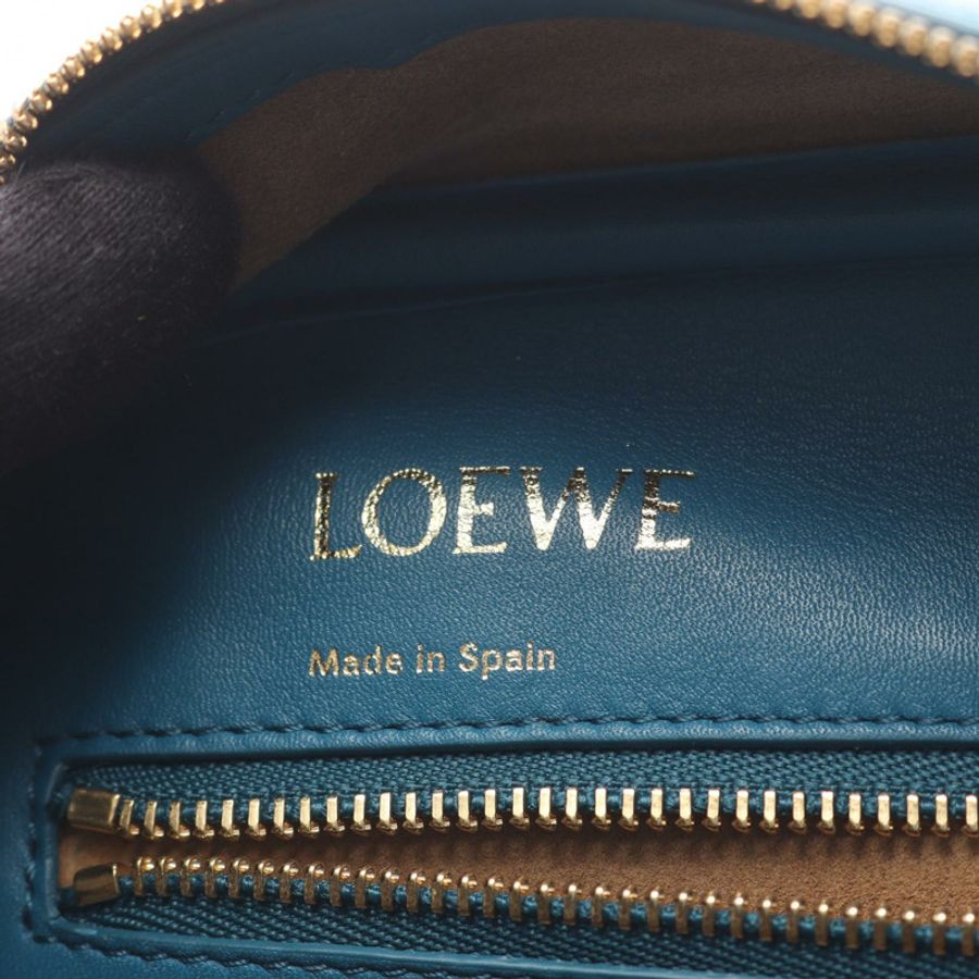 LOEWE Amazona 19 方形單肩斜背包 皮革 藍色 二手 女士-3