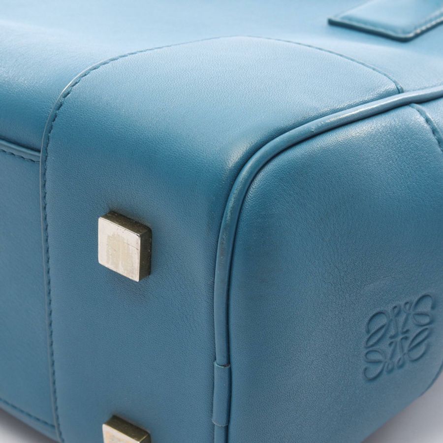 LOEWE Amazona 19 方形單肩斜背包 皮革 藍色 二手 女士-4