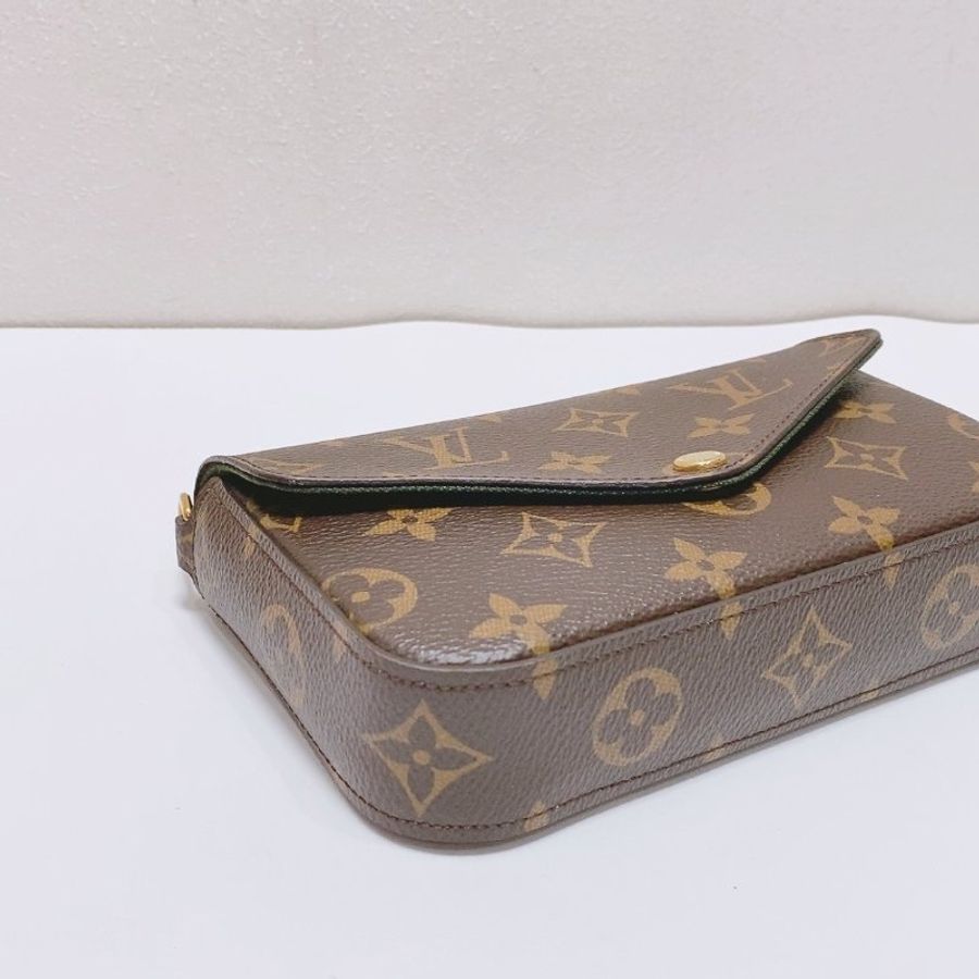 LV felice strap 系列老花三合一 綠肩帶斜背包 17x11x3.5cm 98新配件盒子 塵袋  購證-3