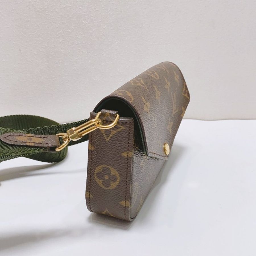LV felice strap 系列老花三合一 綠肩帶斜背包 17x11x3.5cm 98新配件盒子 塵袋  購證-4
