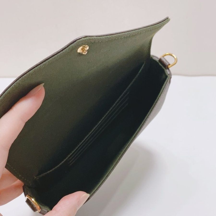 LV felice strap 系列老花三合一 綠肩帶斜背包 17x11x3.5cm 98新配件盒子 塵袋  購證-6