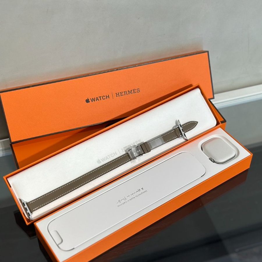 HERMES Apple Watch 11 - 42 鈦金屬+大象灰雙圈錶帶-0