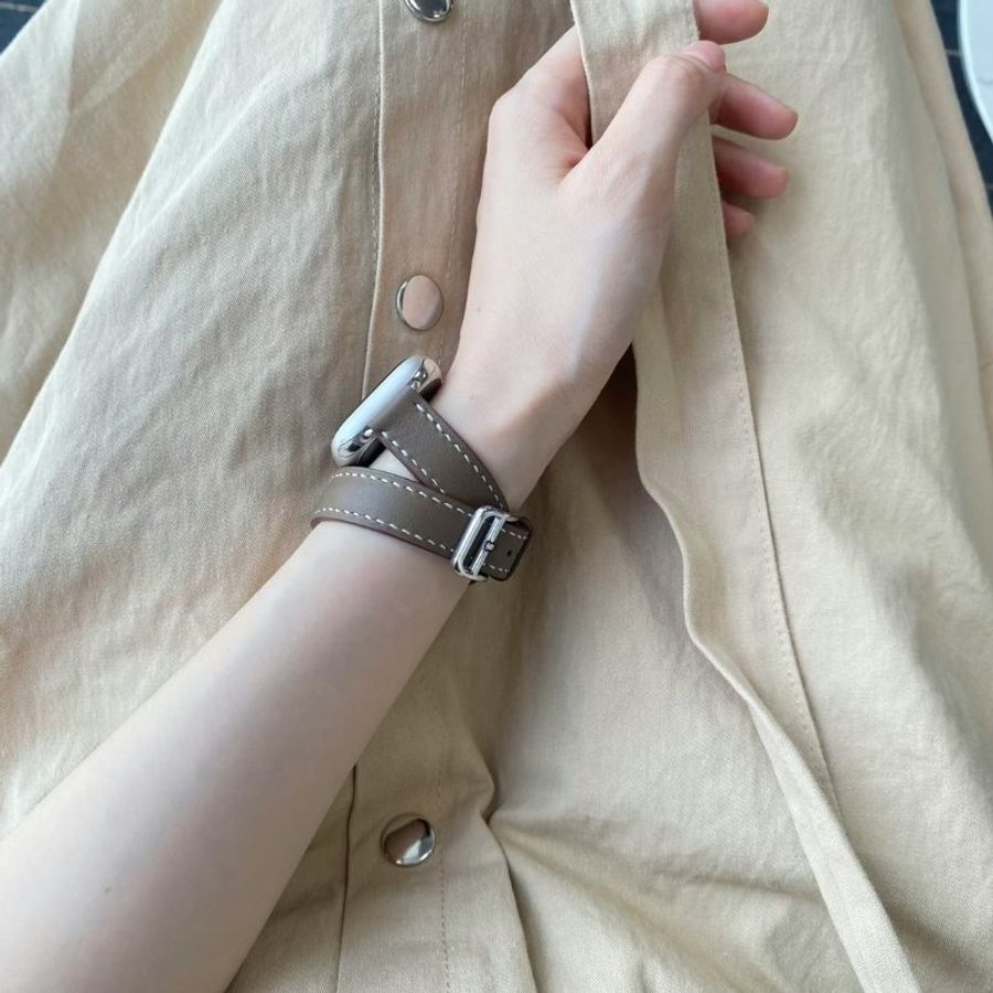 HERMES Apple Watch 11 - 42 鈦金屬+大象灰雙圈錶帶-1