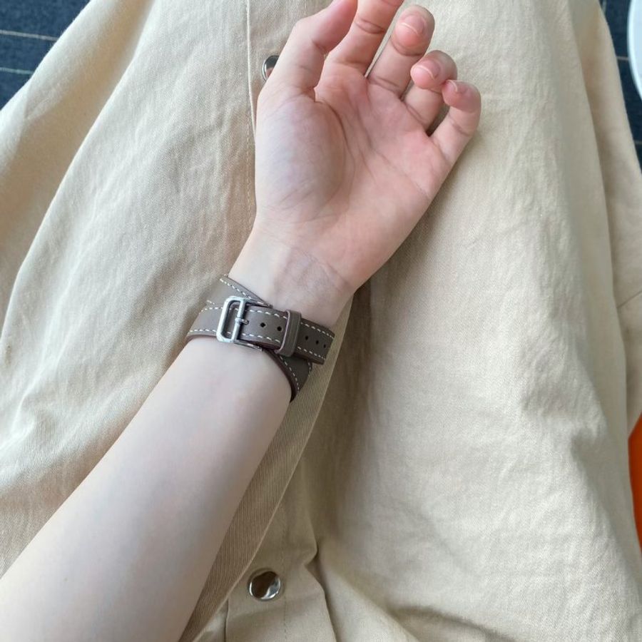 HERMES Apple Watch 11 - 42 鈦金屬+大象灰雙圈錶帶-9