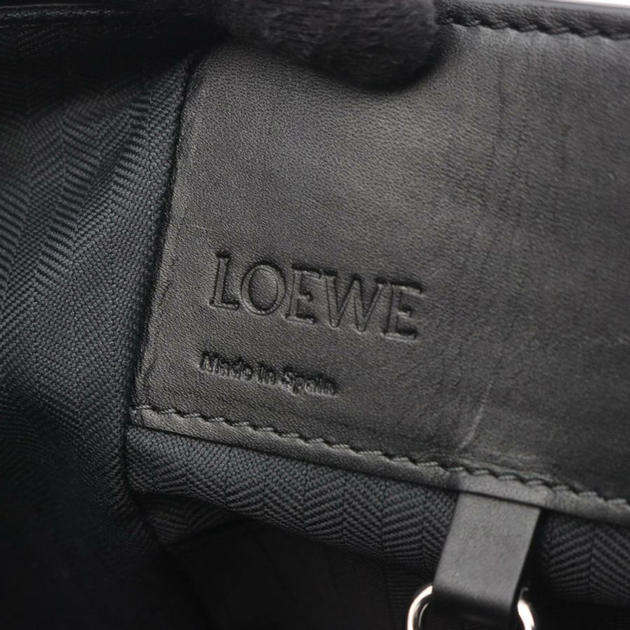 LOEWE Hammock 迷你手提包 單肩皮革帆布黑色 二手 女士-3