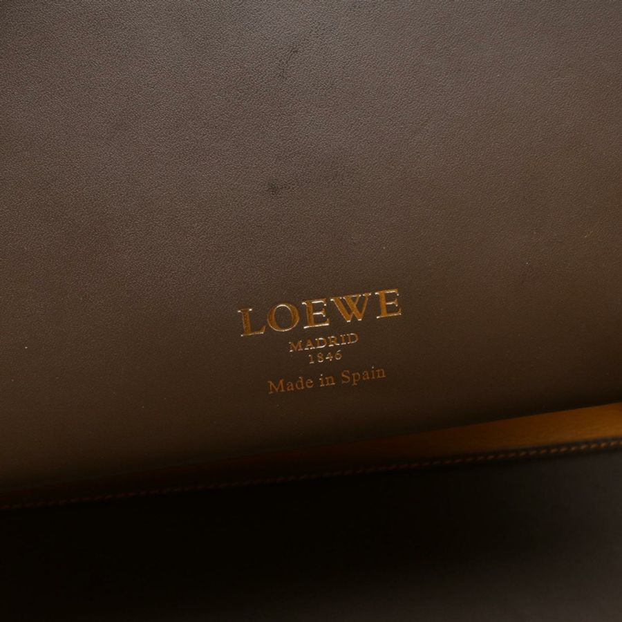 LOEWE Leo 手提包，灰色皮革，二手女款-3
