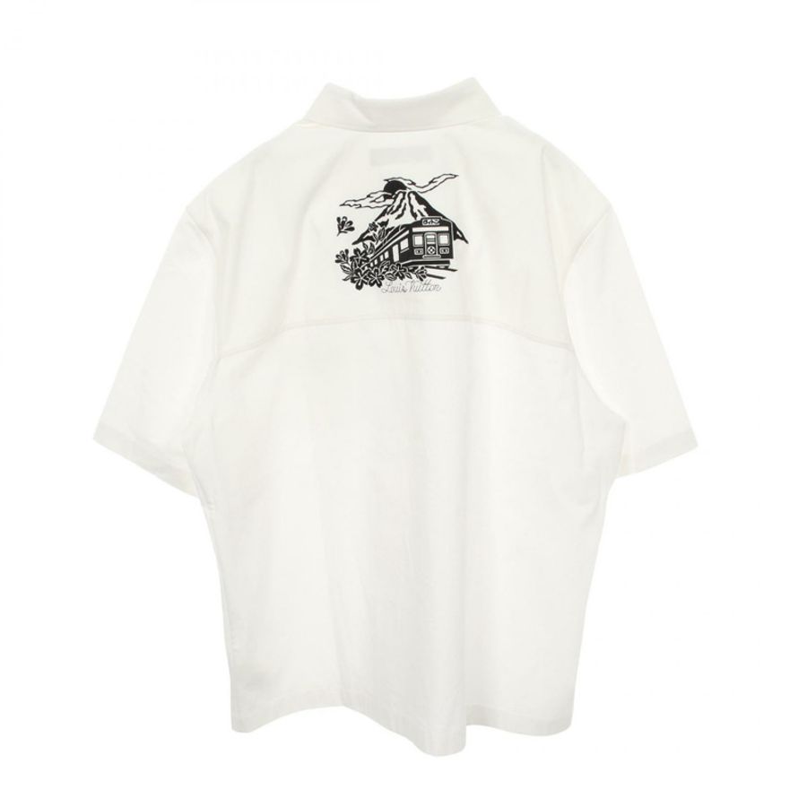 LOUIS VUITTON × NIGO 短袖襯衫，純棉材質，白色，二手男士4L碼-1