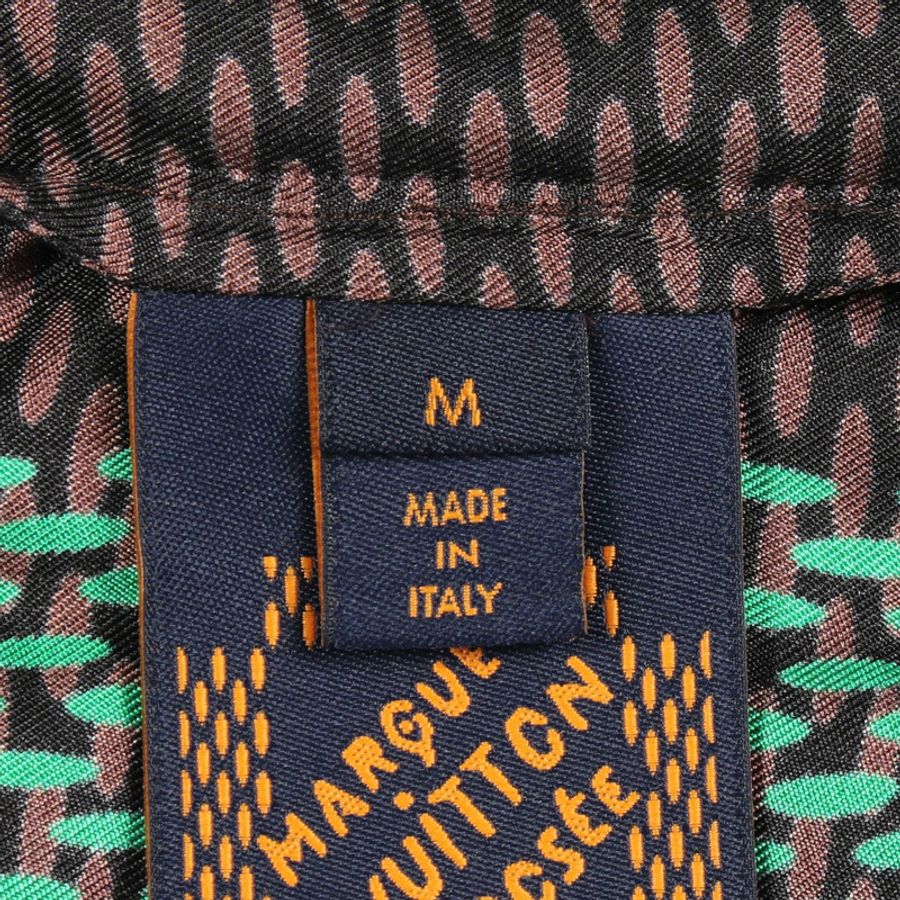 路易威登 Damier 襯衫上衣,絲質材質,綠色、棕色、黑色,二手男士 M 碼-4