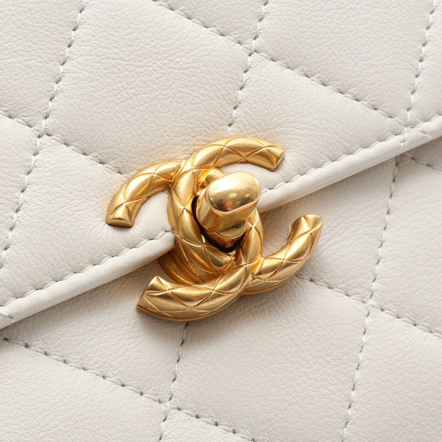 白色 菱格紋 牛皮 Chain Frap Bag 肩背包【CHANEL 香奈兒】 AS3227-6