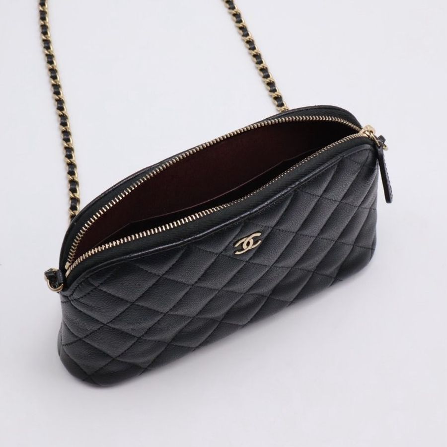 CHANEL 24A粒面牛皮貝殼包 - 黑金-4