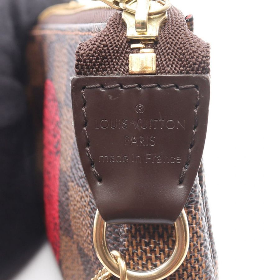 LOUIS VUITTON 迷你 Pochette Accessoires 手提包 N58011 Damier 帆布紅色二手 LV-3
