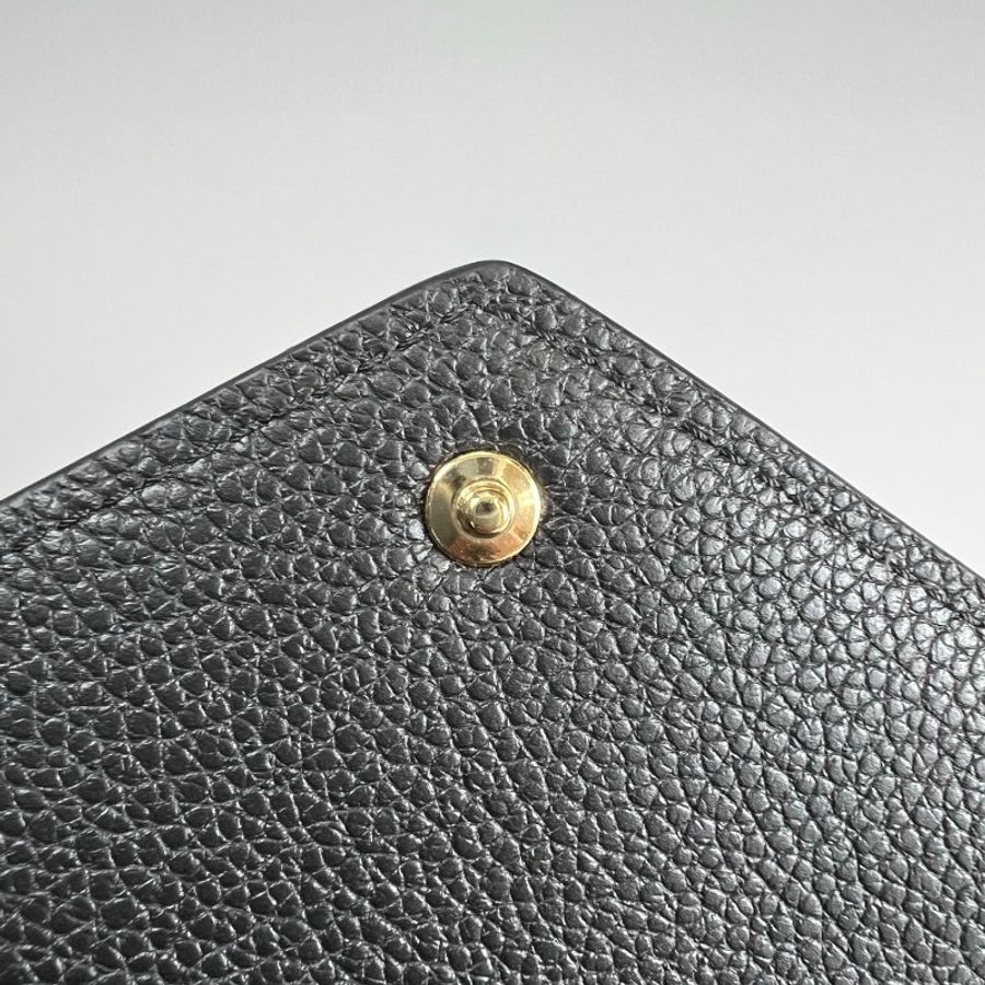 LV M80968/晶片款 黑皮革壓紋Victorine三折短夾-10