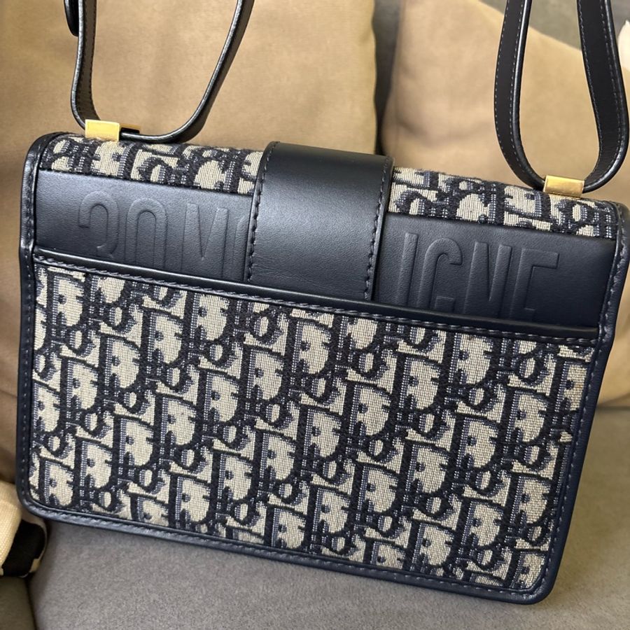Dior Oblique 緹花 30 Montaigne 包 藍色-7