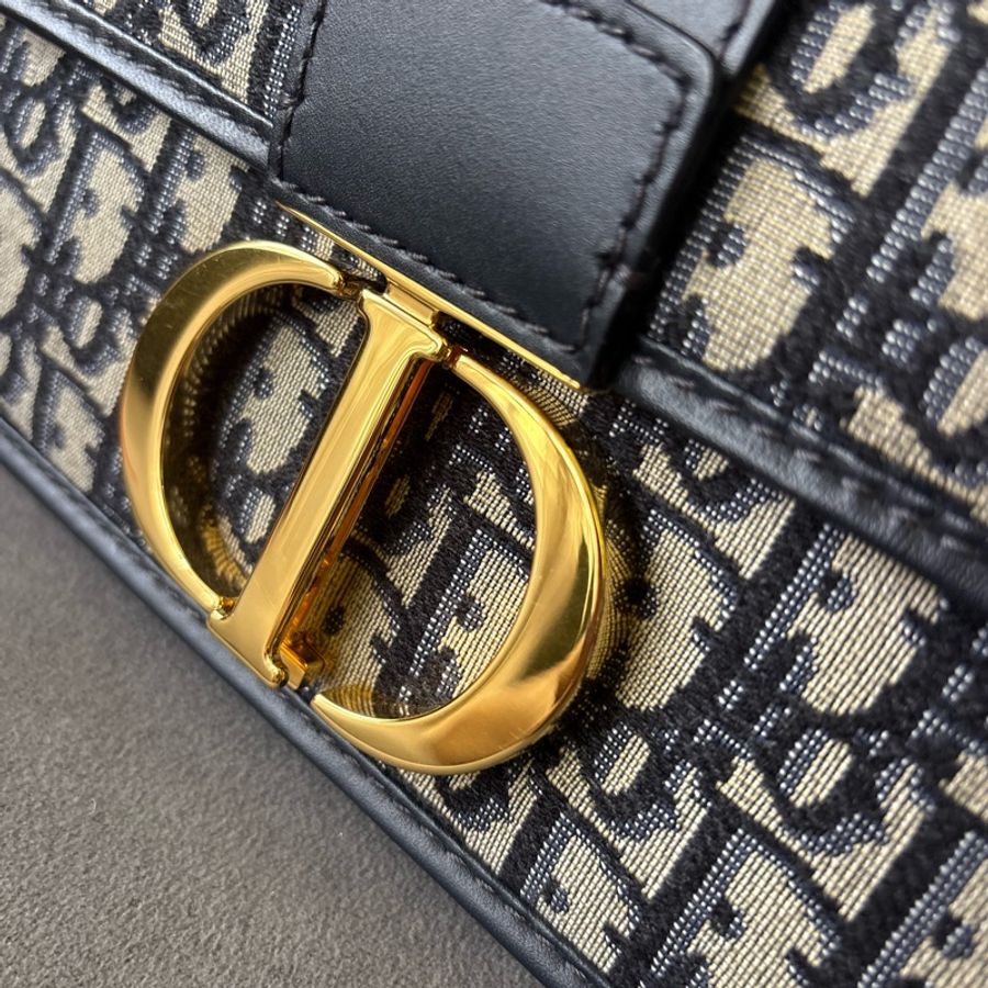 Dior Oblique 緹花 30 Montaigne 包 藍色-11