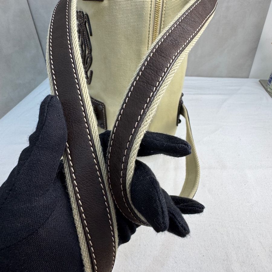 【赫蒂國際精品】LOEWE Anagram 帆布皮革拼接波士頓包/手提包 vintage 二手 中古-7