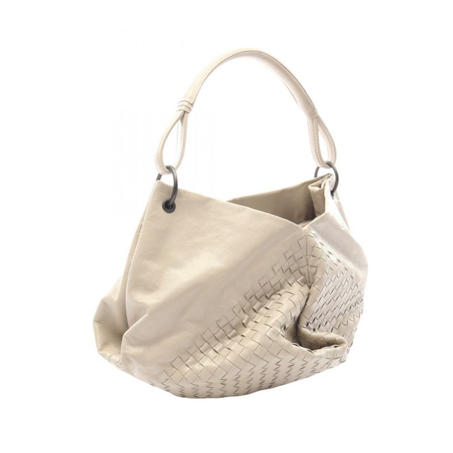 BOTTEGA VENETA Intrecciato Aquilone 幸運餅乾手提包 皮革 米色 二手-1