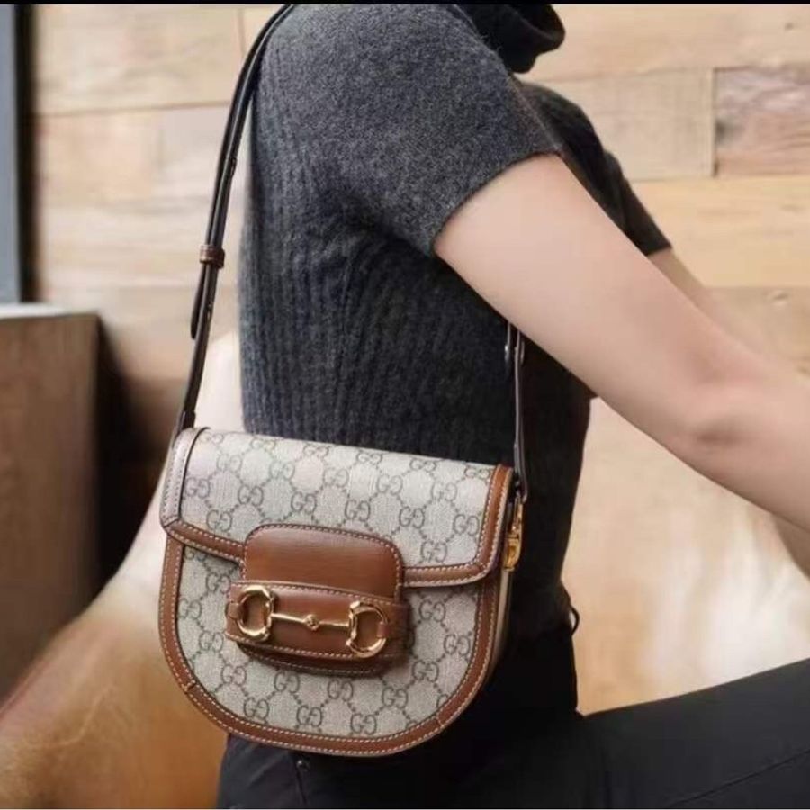 Gucci 古馳 1955系列mini馬鞍包可斜挎手提肩背腋下背-6