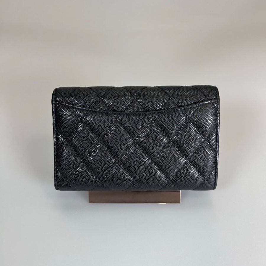 CHANEL CF三折中夾 荔枝黑金 29開-1