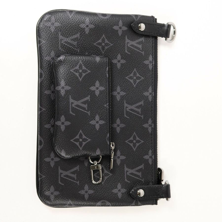 LOUIS VUITTON Monogram Eclipse Reverse Trio Messenger肩背袋灰色-9
