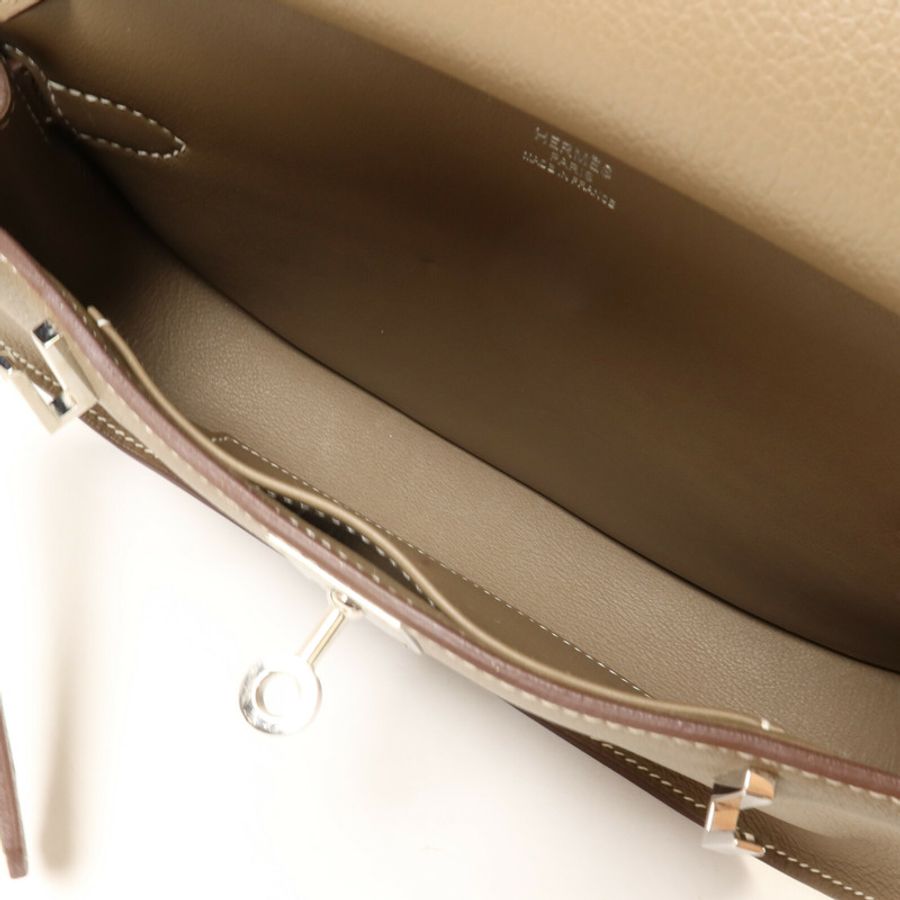 HERMES Evercolor皮革Jypsiere Mini肩背袋Etoupe-4