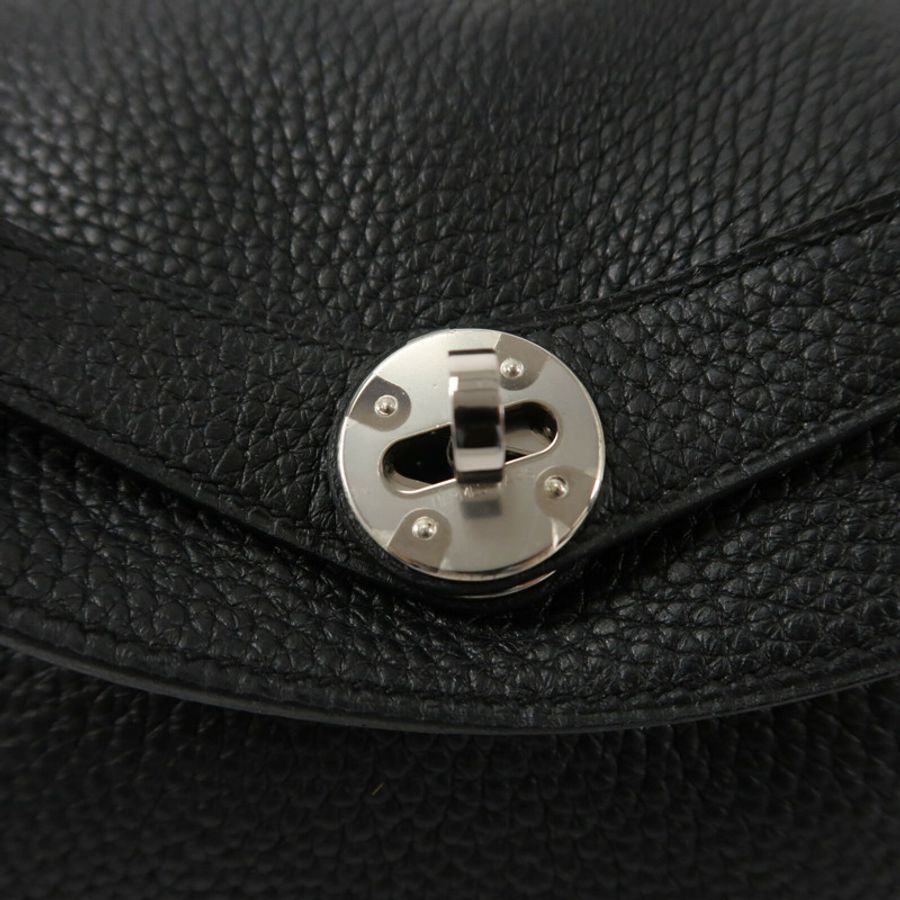 HERMES Clemence皮革Lindy 30手挽肩背兩用袋Noir-5