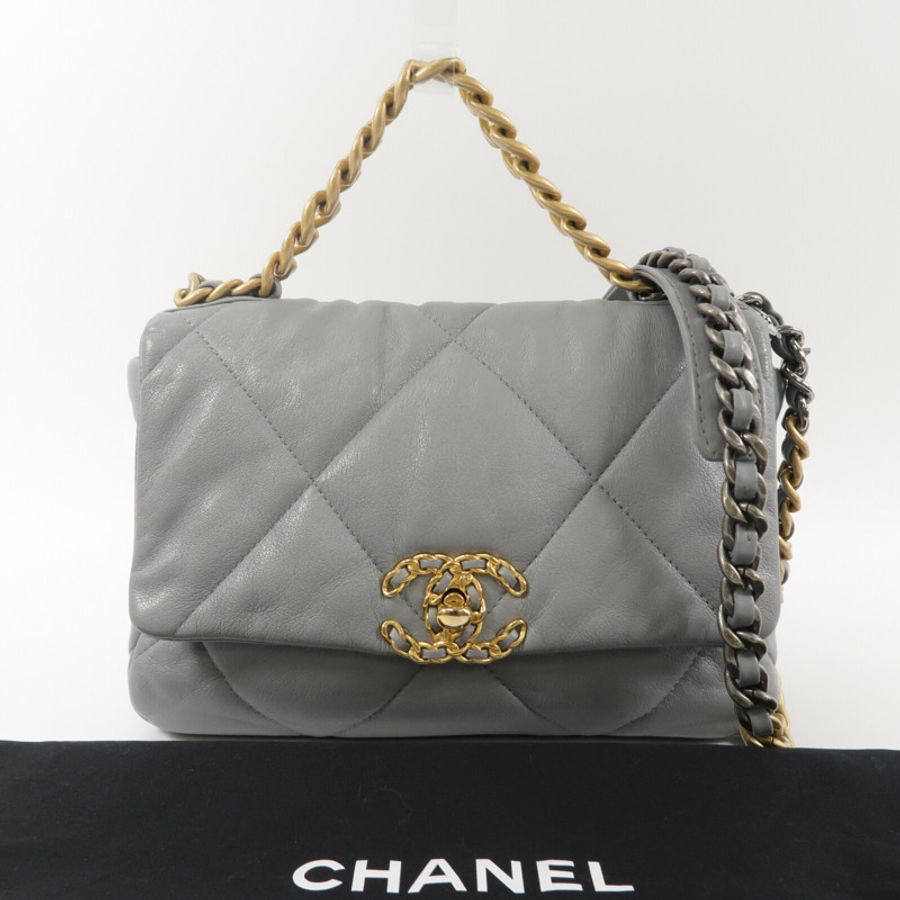 CHANEL 羊皮皮革Chanel 19 Small鏈帶肩背袋-9