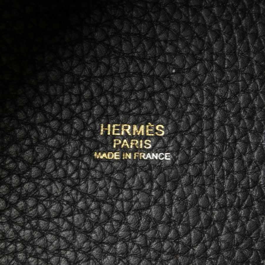 HERMES Clemence皮革Picotin MM扣手挽袋Noir-5