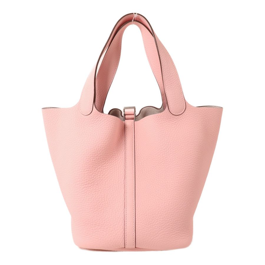 HERMES Clemence皮革Picotin MM扣手挽袋Rose Sakura-1