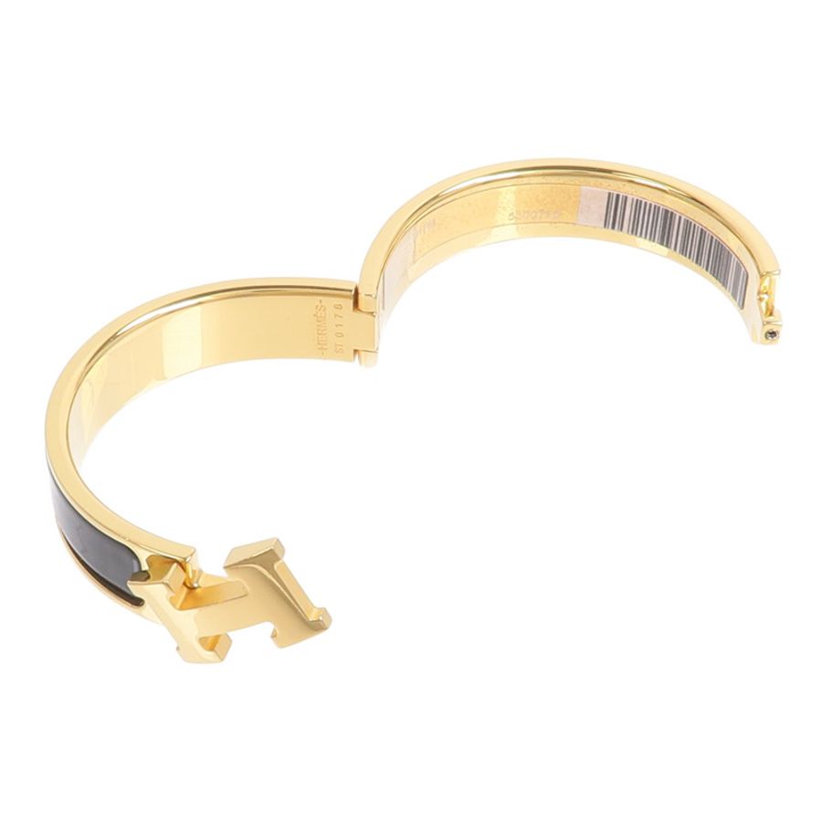 HERMES 金屬/琺瑯Clic H Bracelet手鐲Noir-7