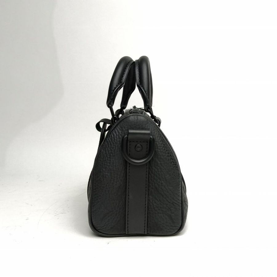 LOUIS VUITTON KEEPALL25黑色牛皮芯片老花压纹肩背包-1