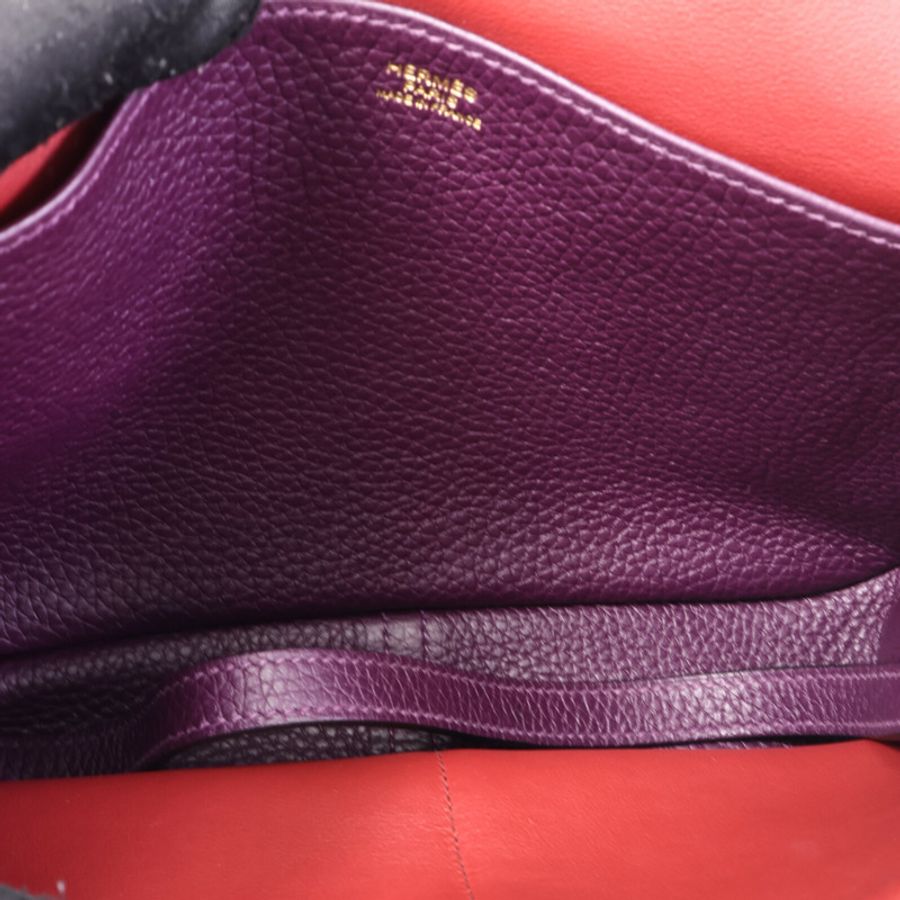 HERMES Clemence皮革Halzan 25手挽肩背兩用袋Cassis/Grenat-4