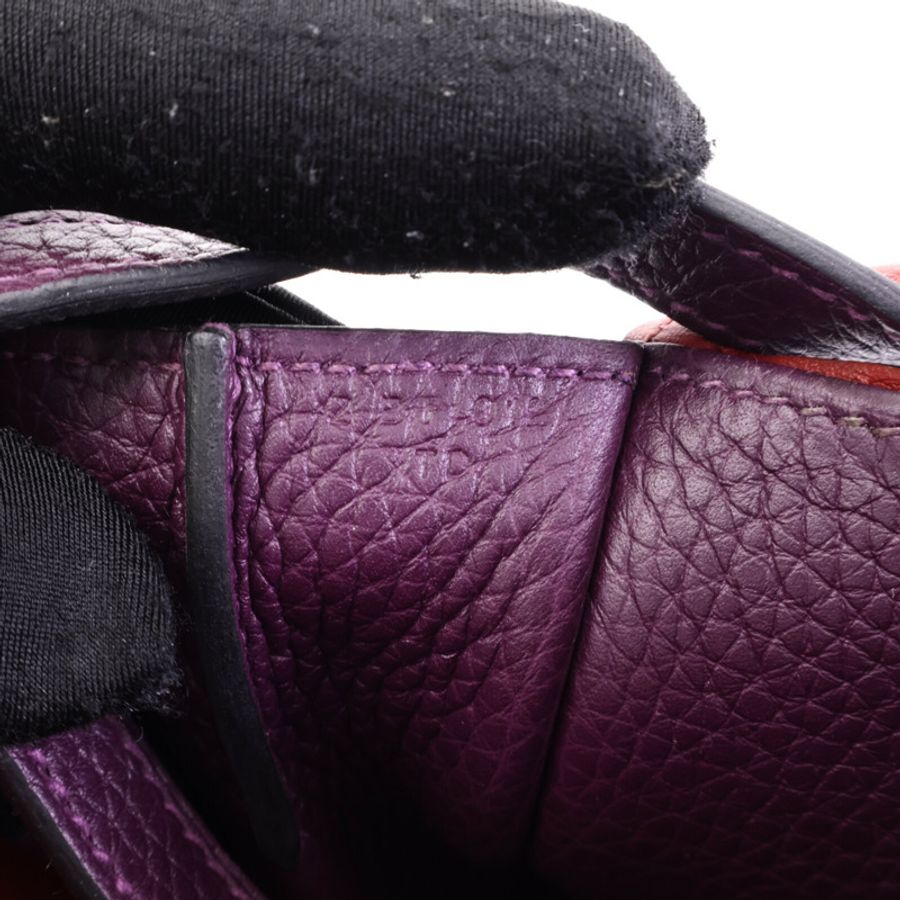 HERMES Clemence皮革Halzan 25手挽肩背兩用袋Cassis/Grenat-7
