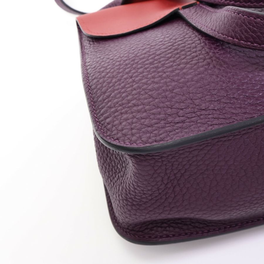 HERMES Clemence皮革Halzan 25手挽肩背兩用袋Cassis/Grenat-11