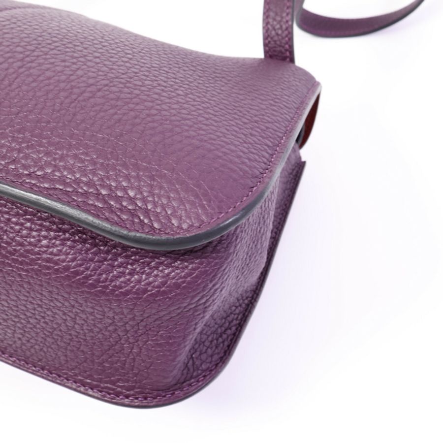 HERMES Clemence皮革Halzan 25手挽肩背兩用袋Cassis/Grenat-12
