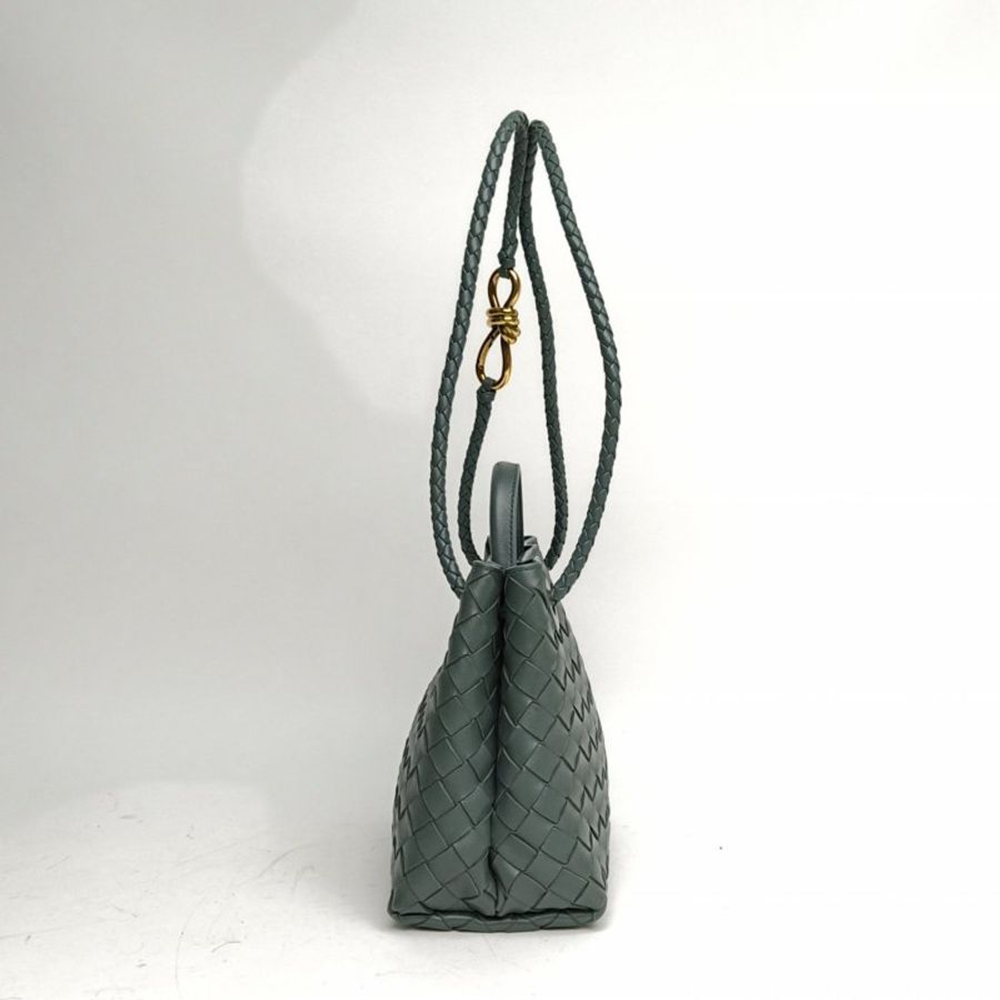 BOTTEGA VENETA Andiamo编织磁扣开合小号灰色羊皮肩背包-1