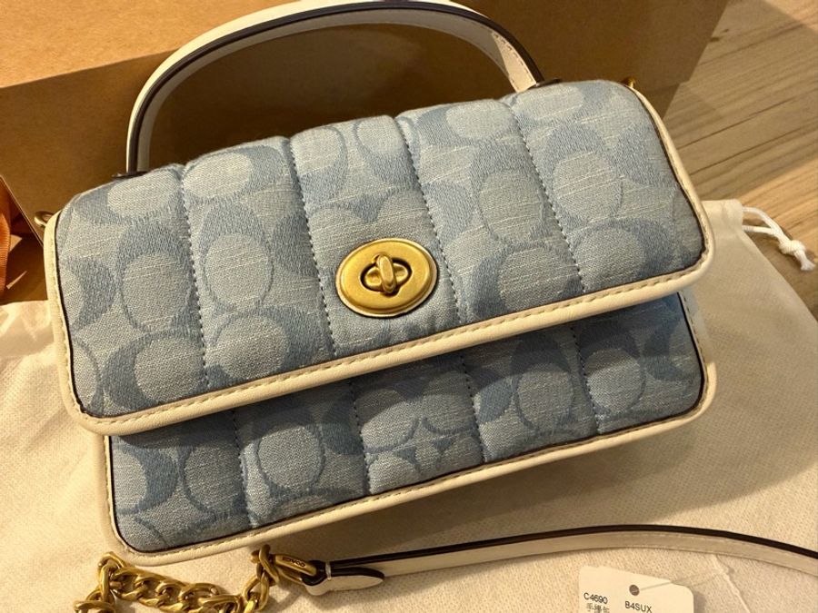 Coach兩用肩背包 帆布皮革-0
